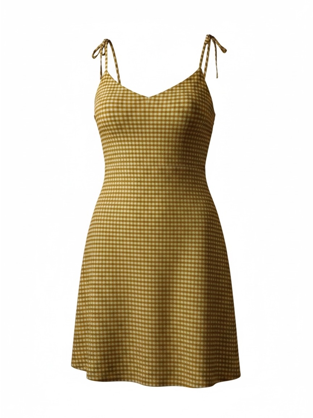 Cotton On Mustard Gingham Tie-Shoulder Mini Dress